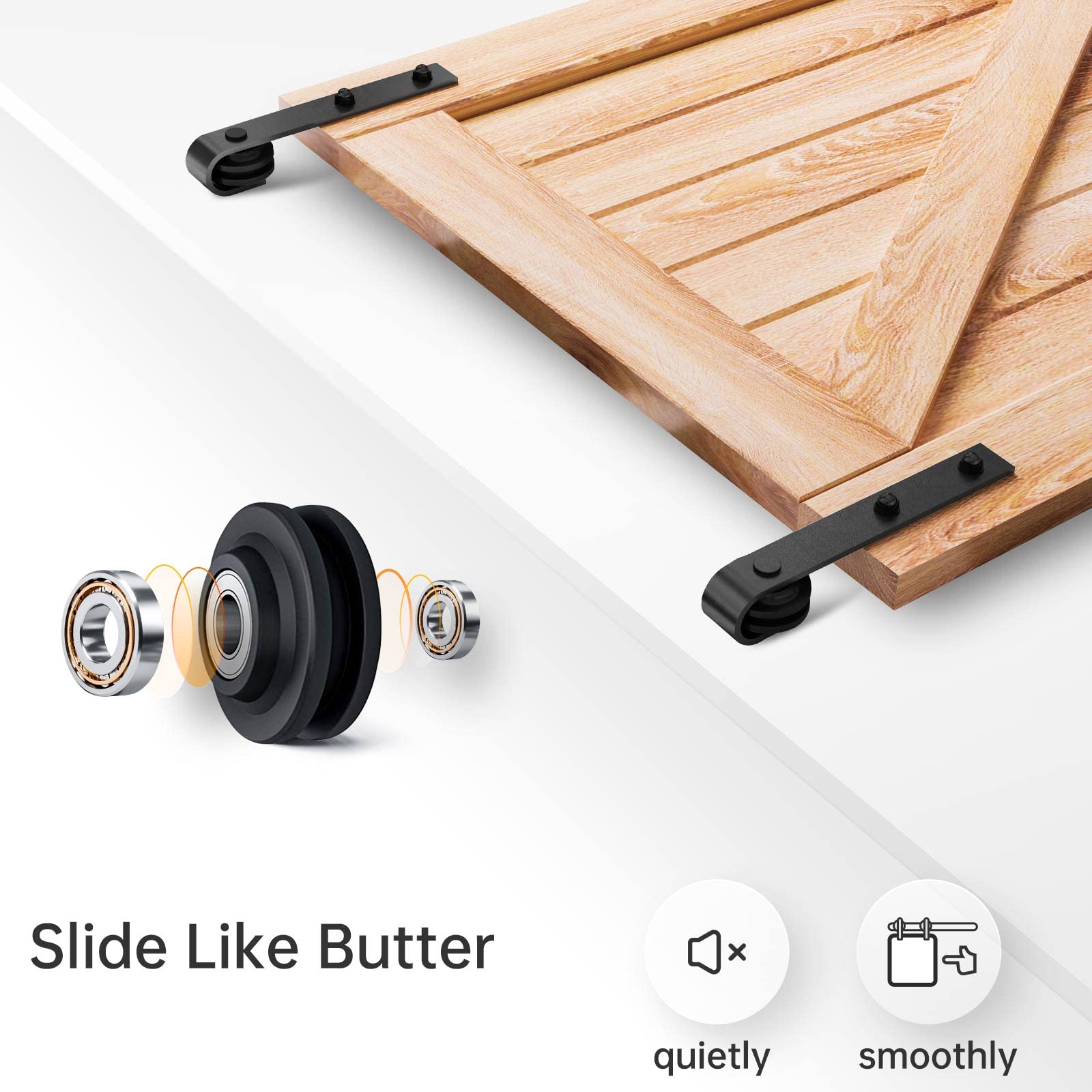 3m Heavy Duty Sliding Barn Single Door Hardware Kit Damper Track Rail Roller System V324-CS-BARNRAIL3M