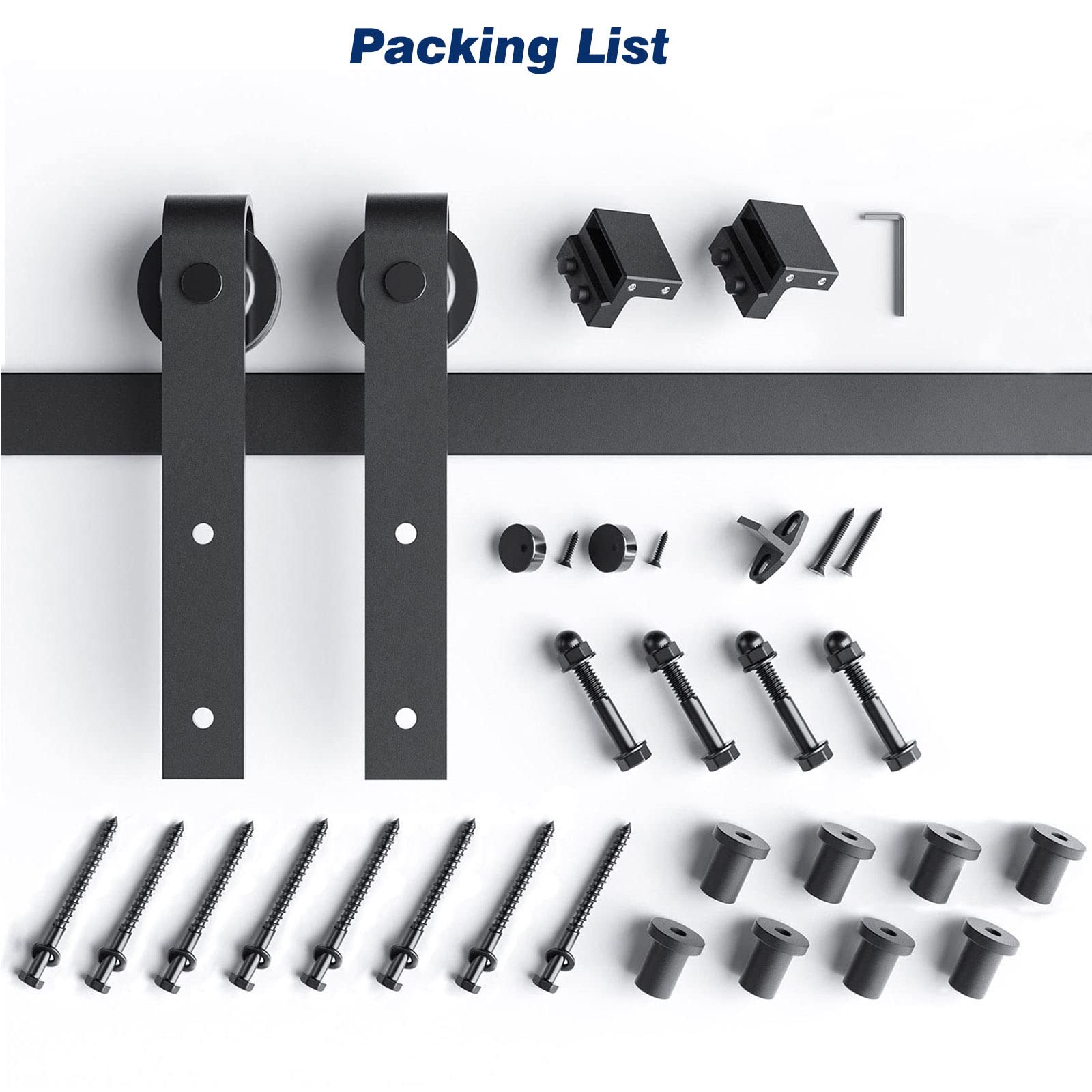 3m Heavy Duty Sliding Barn Single Door Hardware Kit Damper Track Rail Roller System V324-CS-BARNRAIL3M