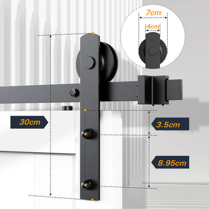 3m Heavy Duty Sliding Barn Single Door Hardware Kit Damper Track Rail Roller System V324-CS-BARNRAIL3M