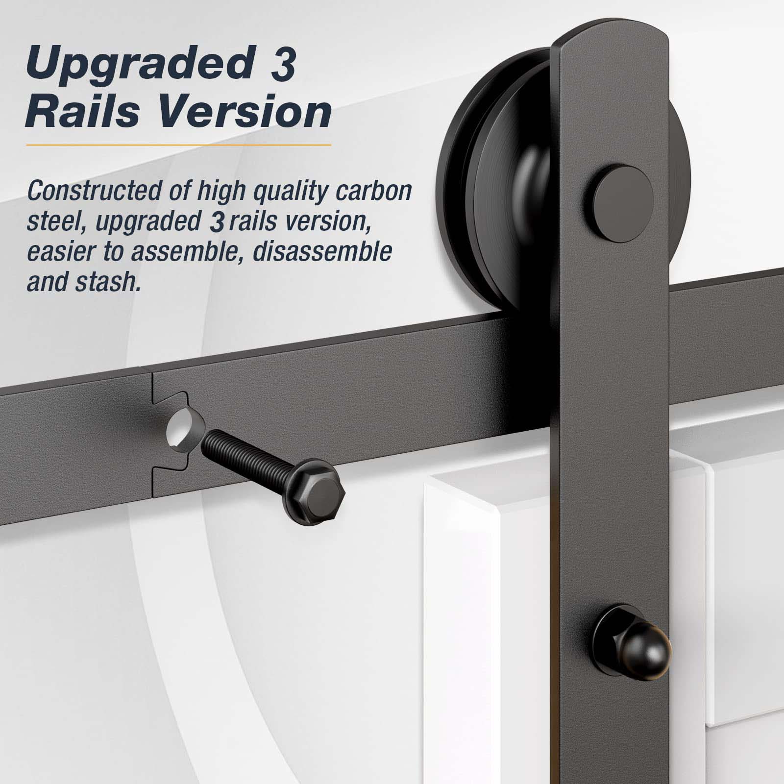 3m Heavy Duty Sliding Barn Single Door Hardware Kit Damper Track Rail Roller System V324-CS-BARNRAIL3M