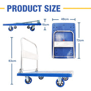 150kg Foldable Warehouse Platform Trolley Truck Dolly Platform Cart Swivel Wheels Moving Cart Flatbed V324-CS-BN7007-150