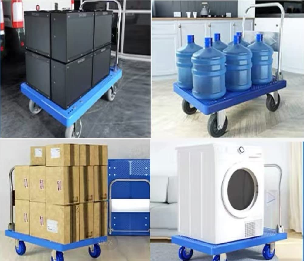 300kg Foldable Warehouse Platform Trolley Truck Dolly Platform Cart Swivel Wheels Moving Cart Flatbed V324-CS-BN7007-300