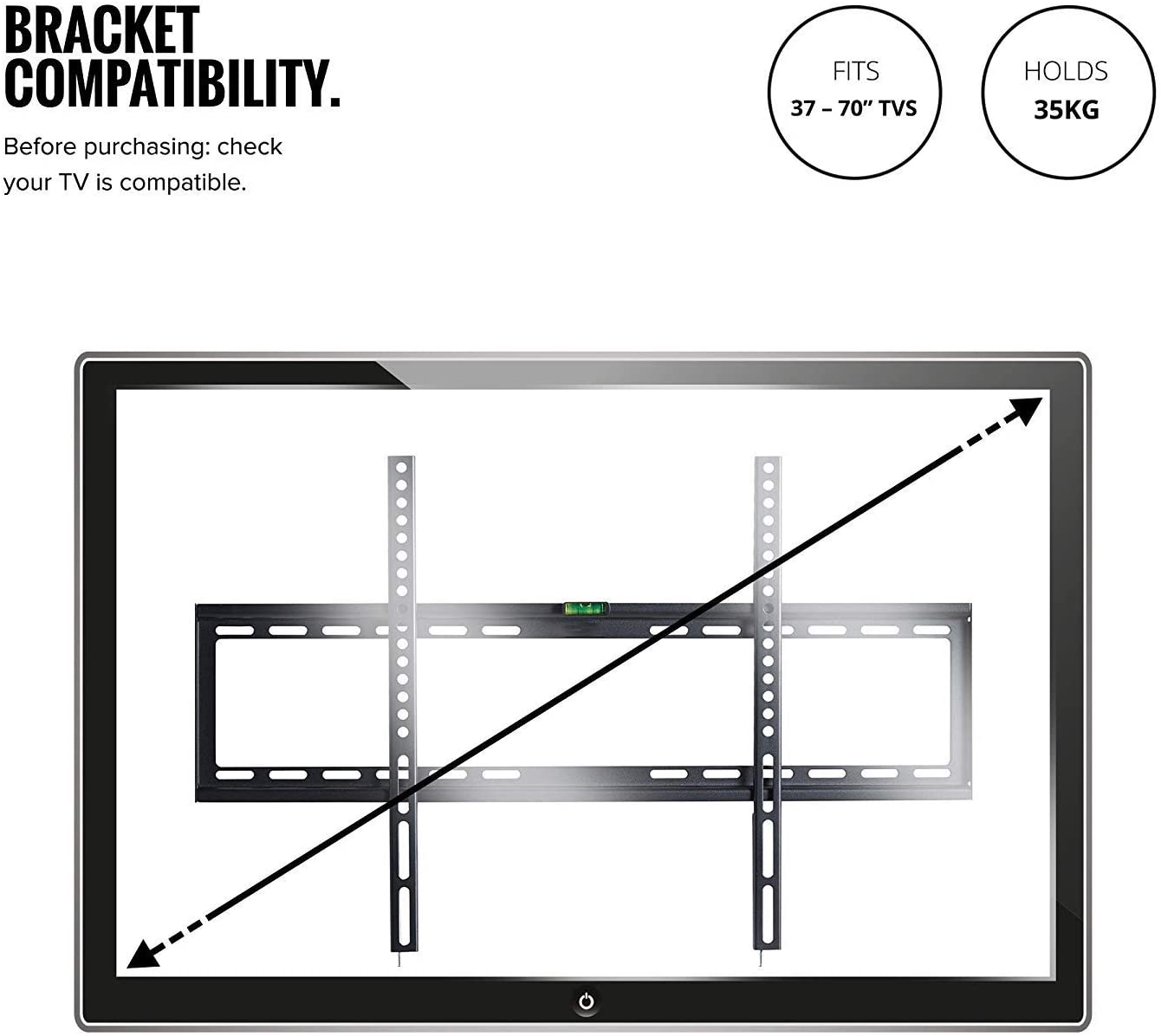 32-70 Inch Fixed TV Wall Mount Bracket TV Bracket Wall Mount up to 75KG V324-CS-EMP-H600-FX