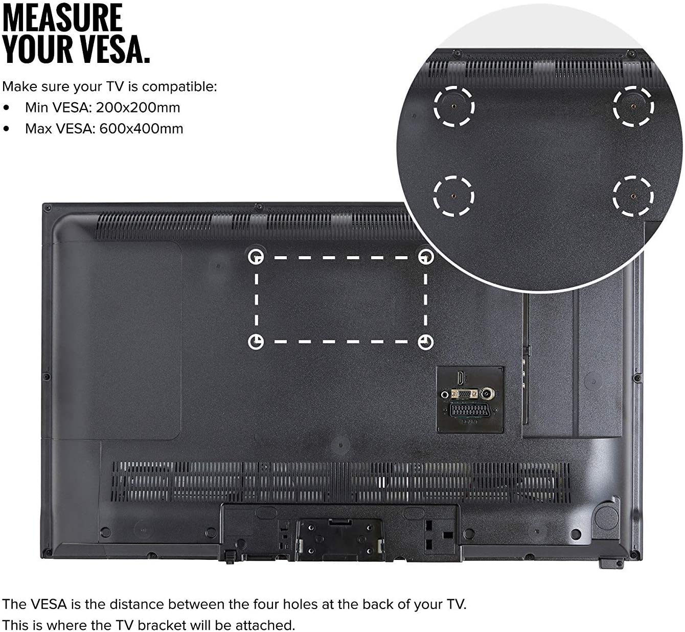 32-70 Inch Fixed TV Wall Mount Bracket TV Bracket Wall Mount up to 75KG V324-CS-EMP-H600-FX