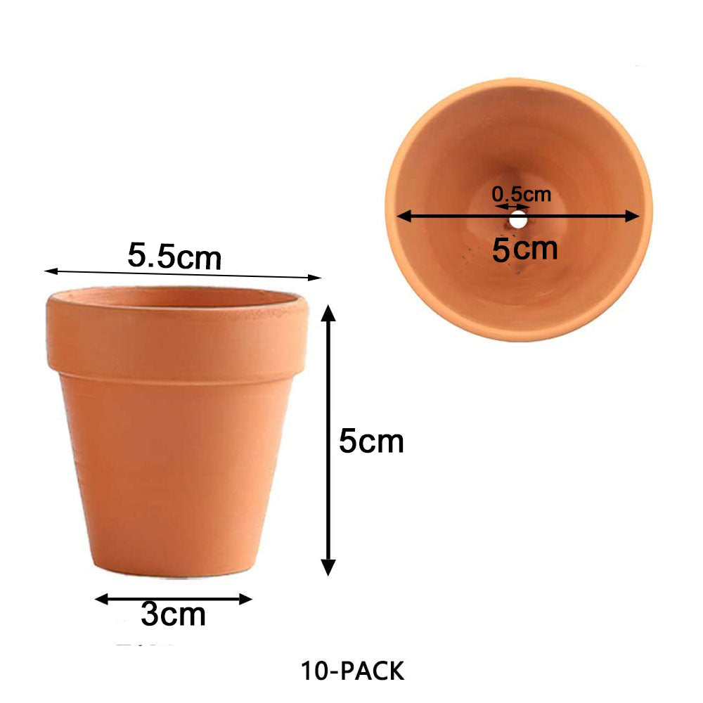 10x 5cm Flower Pot Pots Clay Ceramic Plant Drain Hole Succulent Cactus Nursery Planter V324-CS-GD-10XPT55