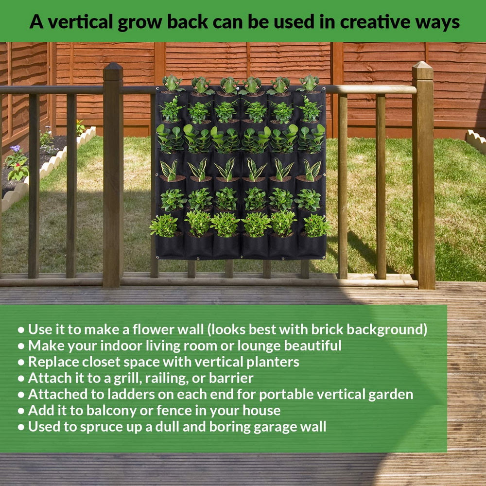36 Pockets Wall Hanging Planter Planting Grow Bag Vertical Garden Vegetable Flower Black V324-CS-GD36POBK