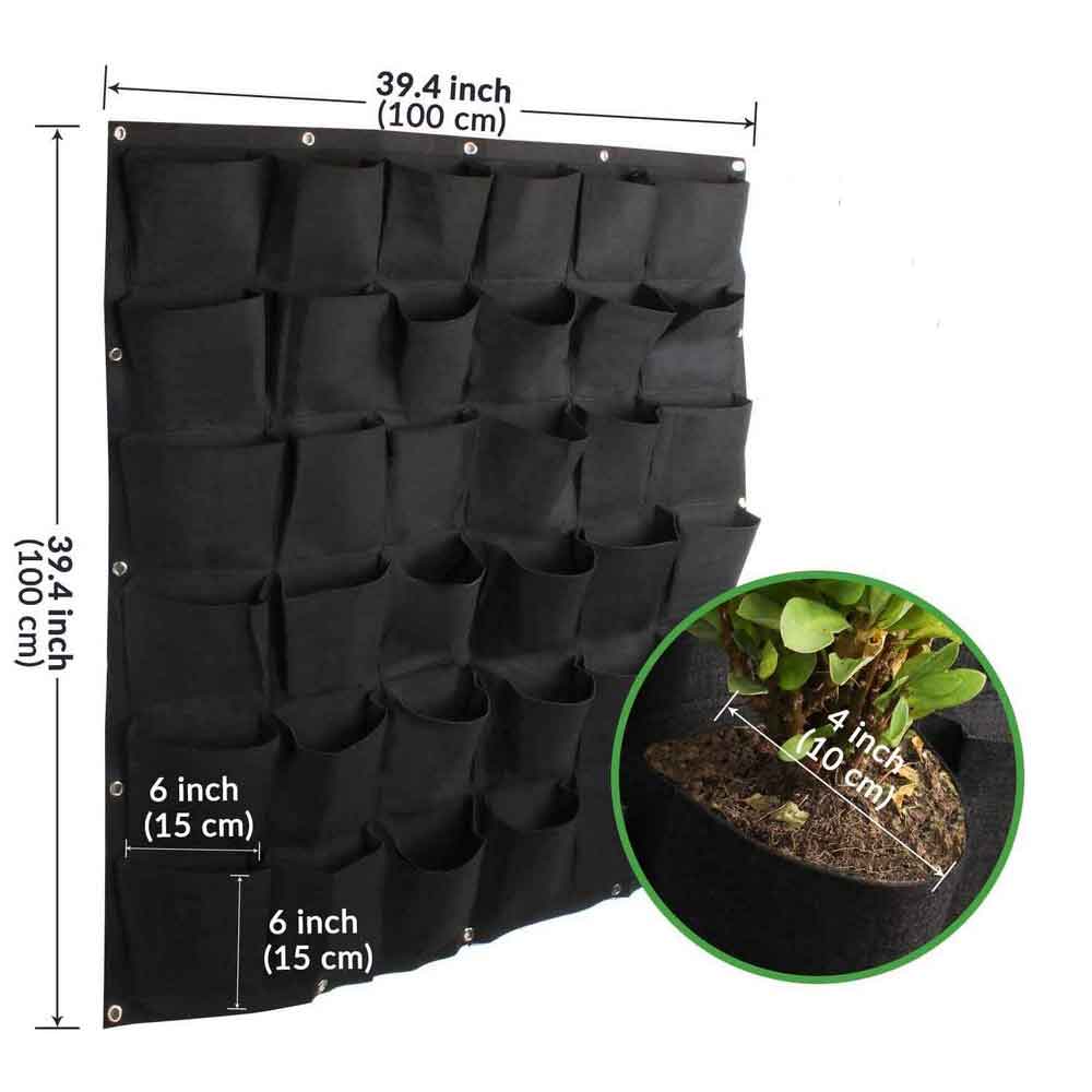 36 Pockets Wall Hanging Planter Planting Grow Bag Vertical Garden Vegetable Flower Black V324-CS-GD36POBK