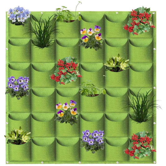 36 Pockets Wall Hanging Planter Planting Grow Bag Vertical Garden Vegetable Flower Green V324-CS-GD36POGR