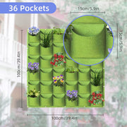 36 Pockets Wall Hanging Planter Planting Grow Bag Vertical Garden Vegetable Flower Green V324-CS-GD36POGR