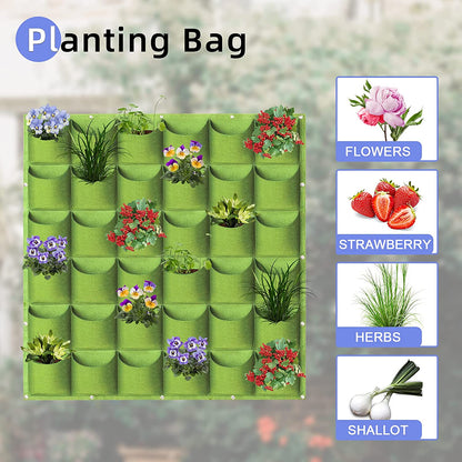 36 Pockets Wall Hanging Planter Planting Grow Bag Vertical Garden Vegetable Flower Green V324-CS-GD36POGR
