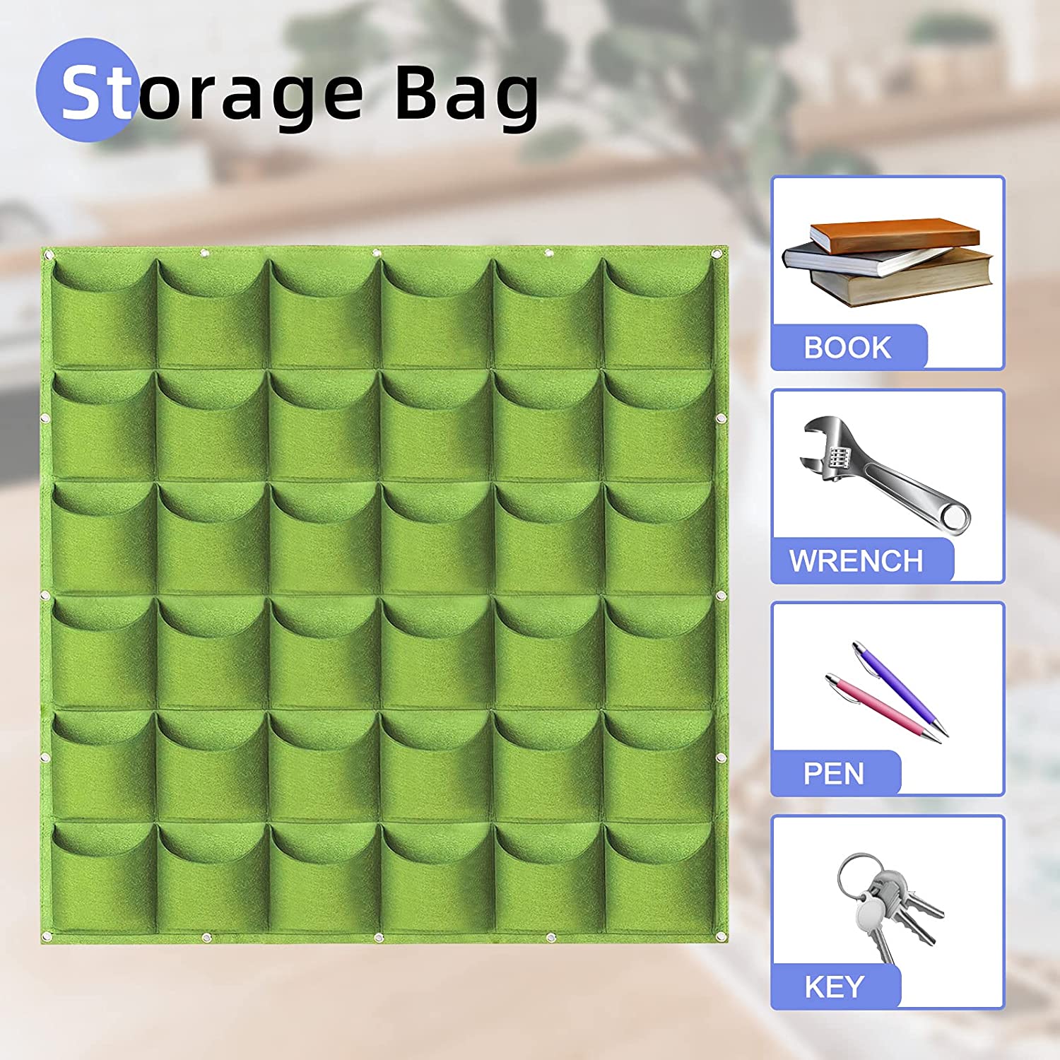36 Pockets Wall Hanging Planter Planting Grow Bag Vertical Garden Vegetable Flower Green V324-CS-GD36POGR