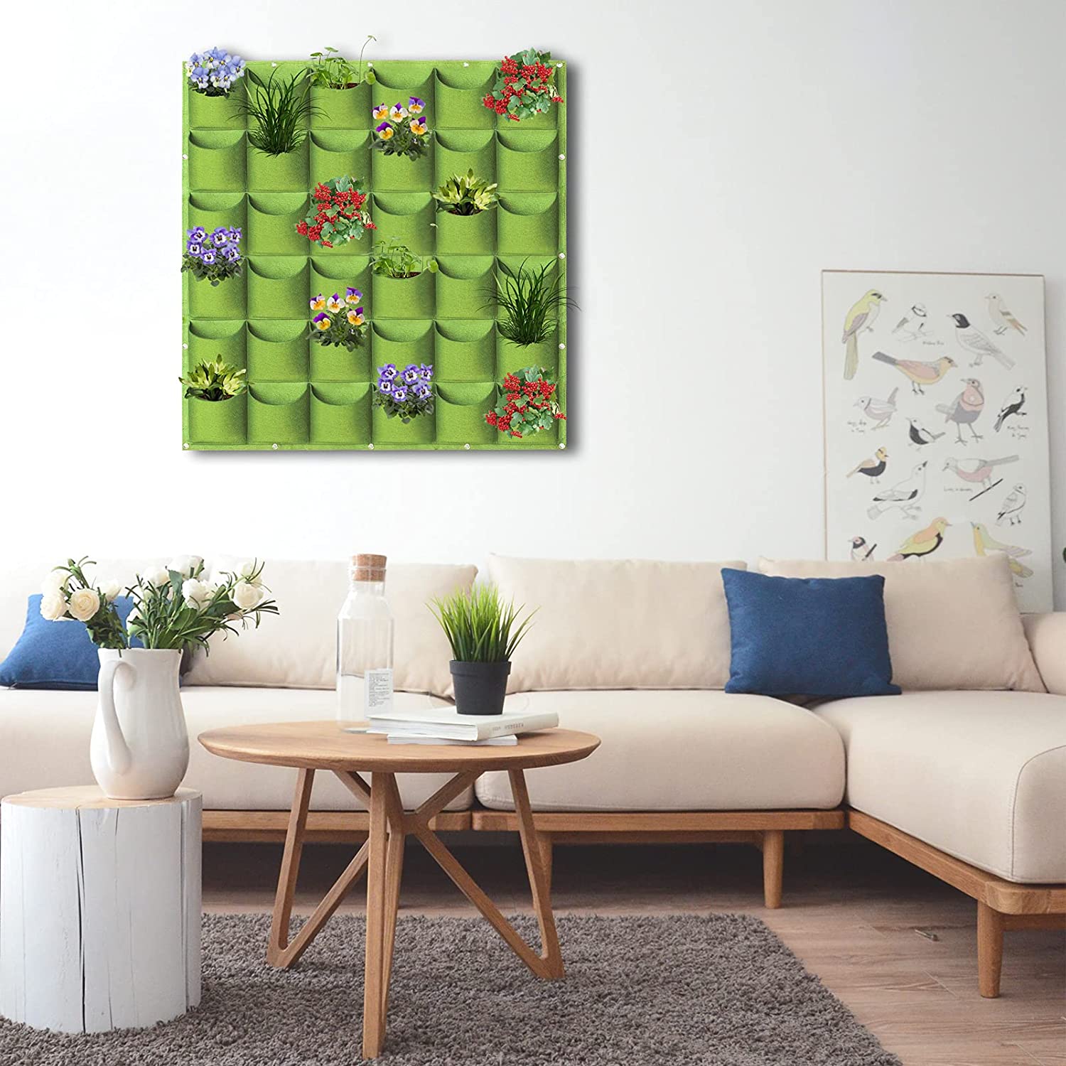 36 Pockets Wall Hanging Planter Planting Grow Bag Vertical Garden Vegetable Flower Green V324-CS-GD36POGR