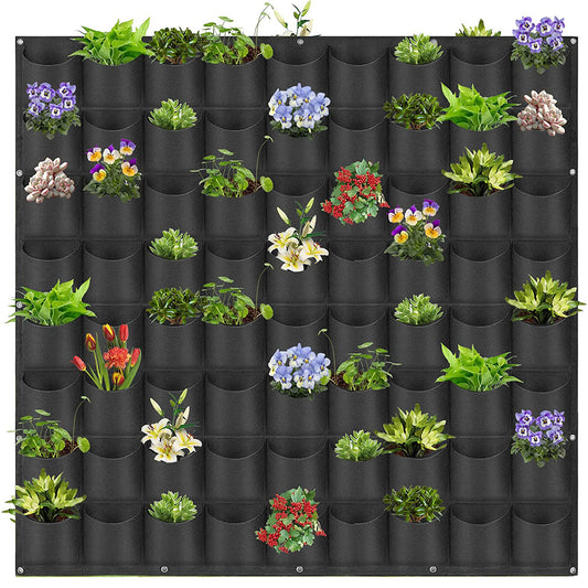 72 Pockets Wall Hanging Planter Planting Grow Bag Vertical Garden Vegetable Flower Black V324-CS-GD72POBK