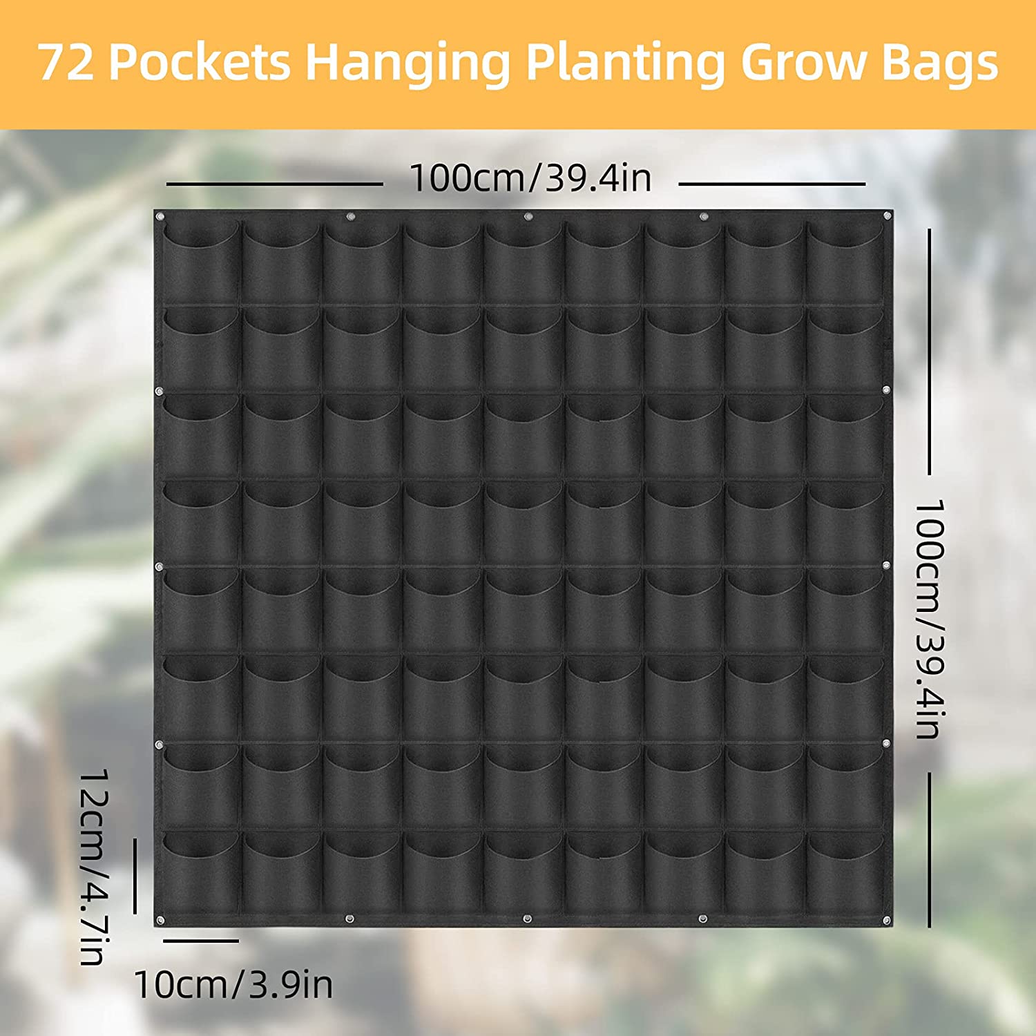 72 Pockets Wall Hanging Planter Planting Grow Bag Vertical Garden Vegetable Flower Black V324-CS-GD72POBK