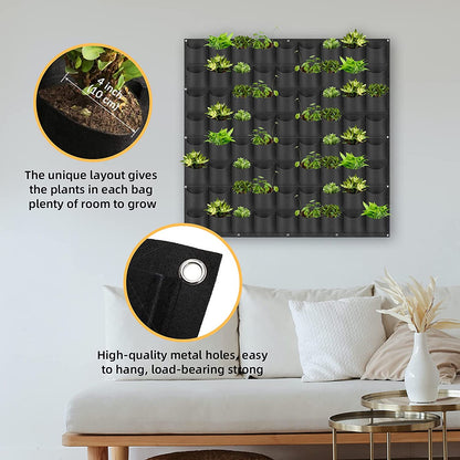 72 Pockets Wall Hanging Planter Planting Grow Bag Vertical Garden Vegetable Flower Black V324-CS-GD72POBK