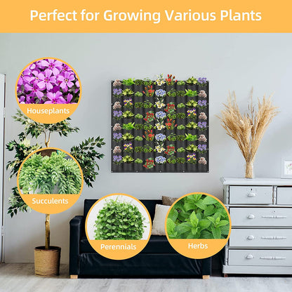 72 Pockets Wall Hanging Planter Planting Grow Bag Vertical Garden Vegetable Flower Black V324-CS-GD72POBK