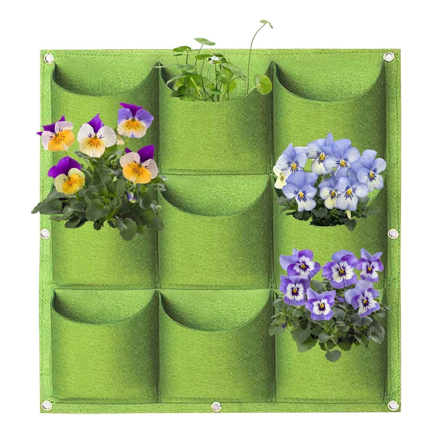 9 Pockets Wall Hanging Planter Planting Grow Bag Vertical Garden Vegetable Flower Green V324-CS-GD9POGR