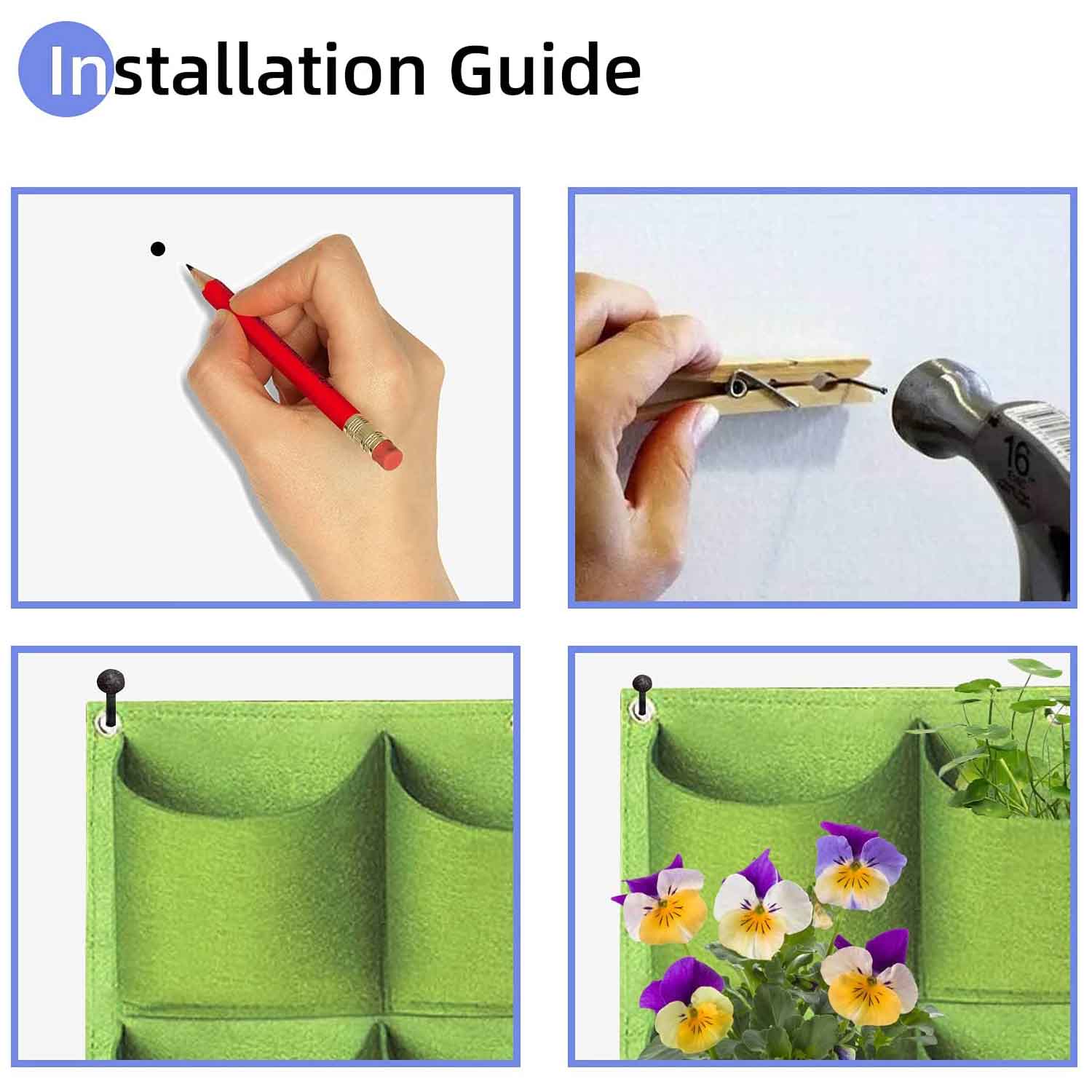 9 Pockets Wall Hanging Planter Planting Grow Bag Vertical Garden Vegetable Flower Green V324-CS-GD9POGR