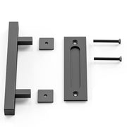 30cm Pull and Flush Barn Door Handle Square Handles set of Frosted Black Surface Square V324-CS-HANDLESQ
