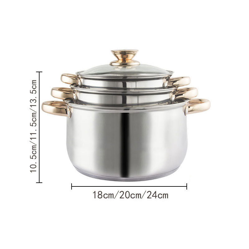 12Piece Cookware Set Kitchen Stainless Steel Stock Pot Pan Sets Saucepan Casserole kettle V324-CS-HO-12PT