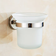 Toilet Brush Holder Wall Mount Rustproof Frosted Glass for Bathroom V324-CS-HO-A012