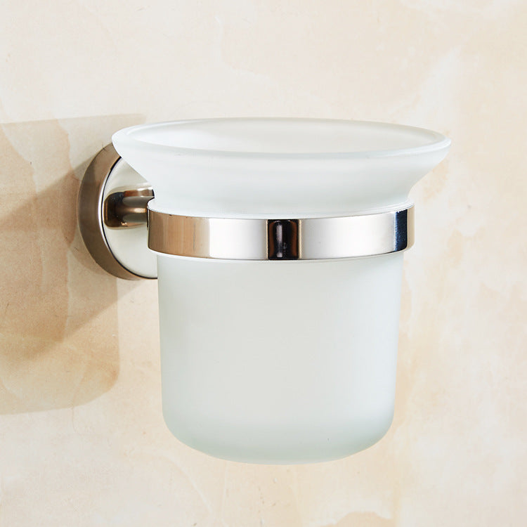 Toilet Brush Holder Wall Mount Rustproof Frosted Glass for Bathroom V324-CS-HO-A012