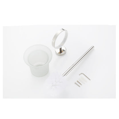 Toilet Brush Holder Wall Mount Rustproof Frosted Glass for Bathroom V324-CS-HO-A012