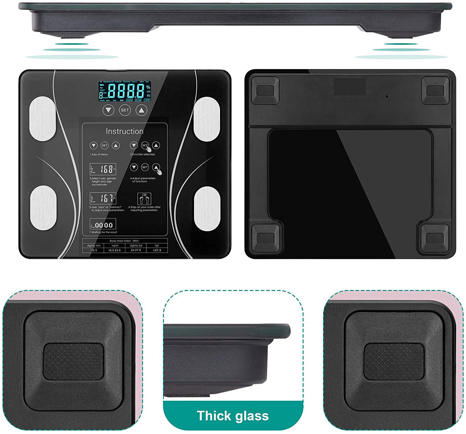 LCD Scales Body Weight Bathroom Bath room Body Fat Gym Fitness Scale BMI BMR V324-CS-HO-SYSCALE