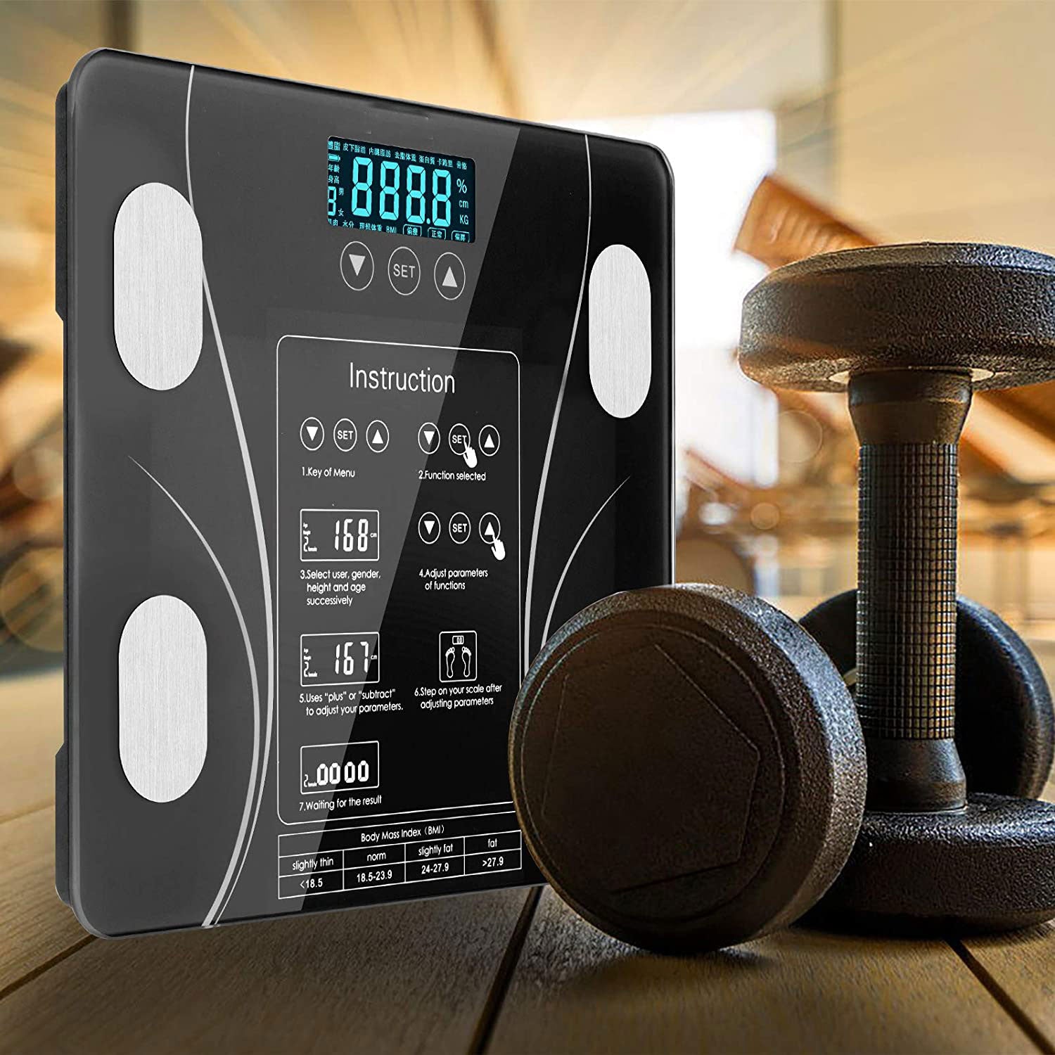 LCD Scales Body Weight Bathroom Bath room Body Fat Gym Fitness Scale BMI BMR V324-CS-HO-SYSCALE