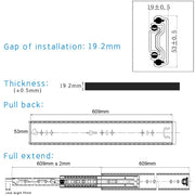 24in Pair 150KG Heavy Duty Drawer Slides Rails Runners Locking Ball Bearing V324-CS-HODR24IN