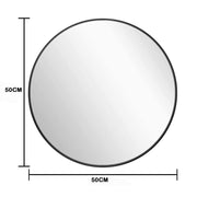 Slim Design 50CM Black Bathroom, Living Room, Hallway Mirror Round Mirror Wall Decor Metal Frame V324-CS-HOMIR50CM-BK
