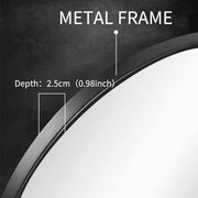 Slim Design 50CM Black Bathroom, Living Room, Hallway Mirror Round Mirror Wall Decor Metal Frame V324-CS-HOMIR50CM-BK
