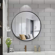 Slim Design 50CM Black Bathroom, Living Room, Hallway Mirror Round Mirror Wall Decor Metal Frame V324-CS-HOMIR50CM-BK
