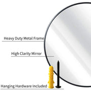Slim Design 50CM Black Bathroom, Living Room, Hallway Mirror Round Mirror Wall Decor Metal Frame V324-CS-HOMIR50CM-BK
