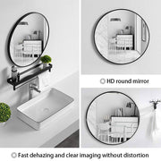 Slim Design 50CM Black Bathroom, Living Room, Hallway Mirror Round Mirror Wall Decor Metal Frame V324-CS-HOMIR50CM-BK