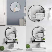 Slim Design 50CM Black Bathroom, Living Room, Hallway Mirror Round Mirror Wall Decor Metal Frame V324-CS-HOMIR50CM-BK