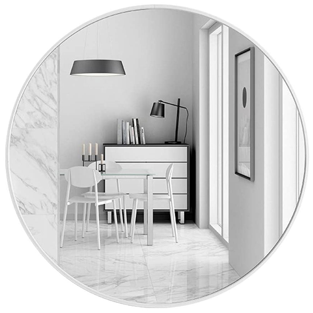 Slim Design 50CM White Bathroom, Living Room, Hallway Mirror Round Mirror Wall Decor Metal Frame V324-CS-HOMIR50CM-WH