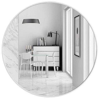Slim Design 50CM White Bathroom, Living Room, Hallway Mirror Round Mirror Wall Decor Metal Frame V324-CS-HOMIR50CM-WH