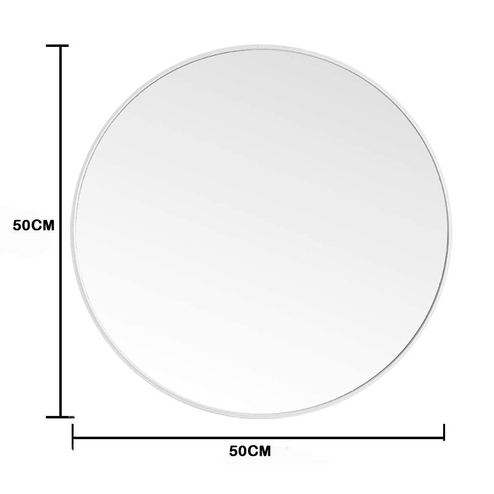Slim Design 50CM White Bathroom, Living Room, Hallway Mirror Round Mirror Wall Decor Metal Frame V324-CS-HOMIR50CM-WH