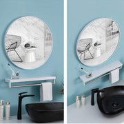 Slim Design 50CM White Bathroom, Living Room, Hallway Mirror Round Mirror Wall Decor Metal Frame V324-CS-HOMIR50CM-WH