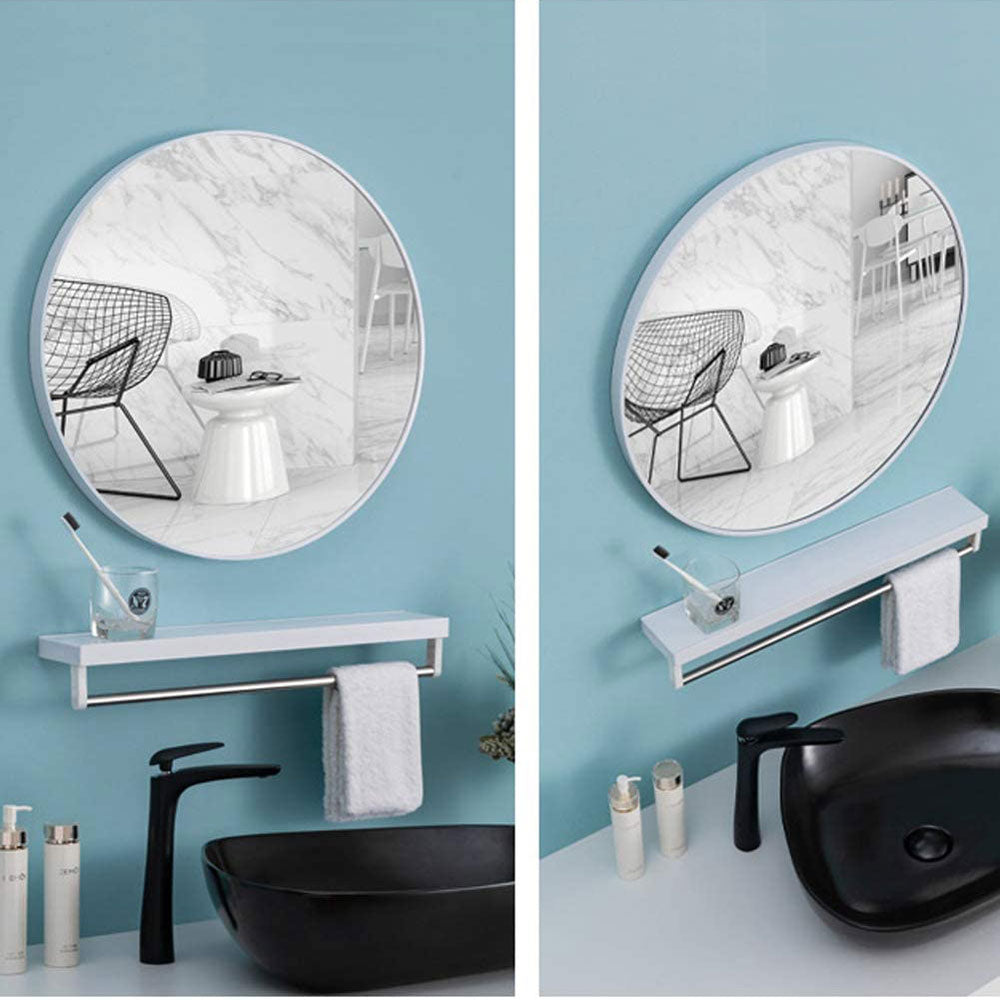 Slim Design 50CM White Bathroom, Living Room, Hallway Mirror Round Mirror Wall Decor Metal Frame V324-CS-HOMIR50CM-WH