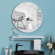 Slim Design 50CM White Bathroom, Living Room, Hallway Mirror Round Mirror Wall Decor Metal Frame V324-CS-HOMIR50CM-WH