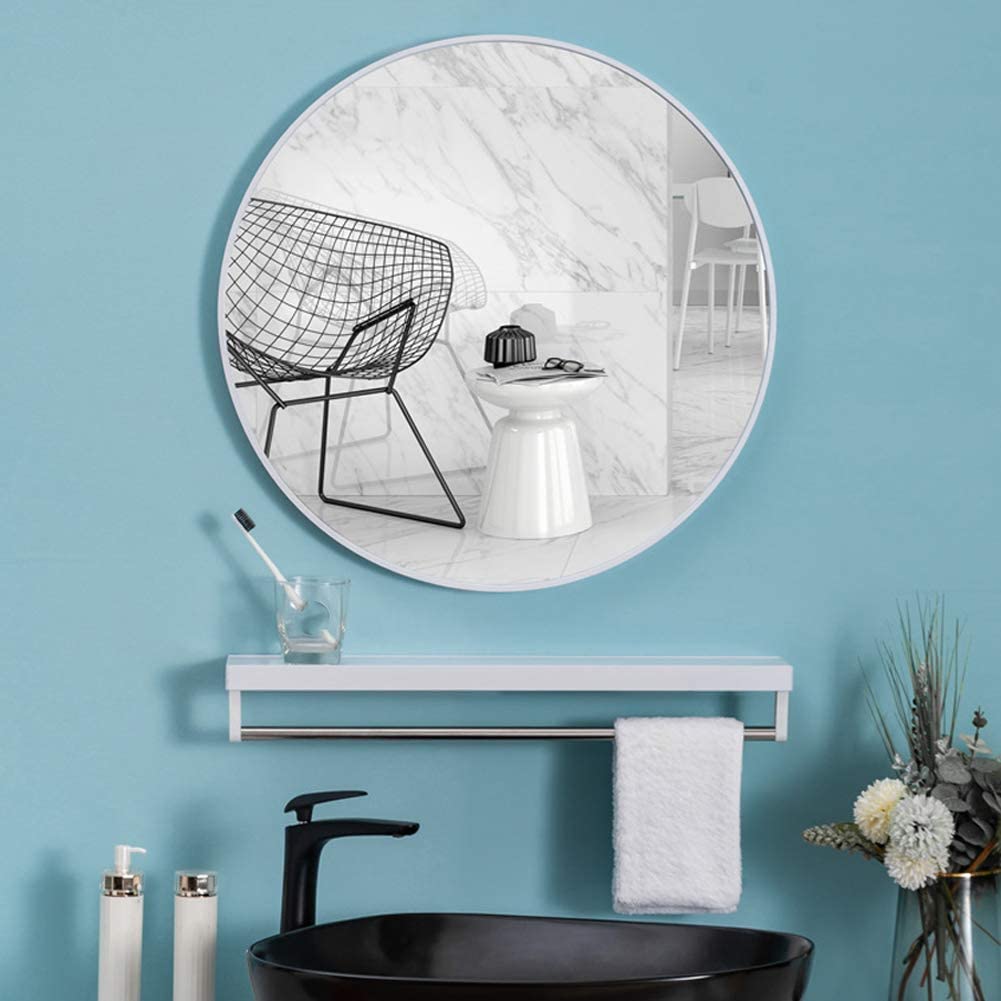 Slim Design 50CM White Bathroom, Living Room, Hallway Mirror Round Mirror Wall Decor Metal Frame V324-CS-HOMIR50CM-WH