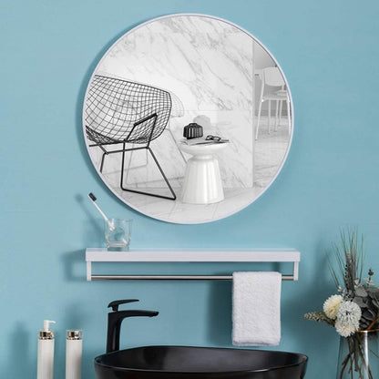 Slim Design 50CM White Bathroom, Living Room, Hallway Mirror Round Mirror Wall Decor Metal Frame V324-CS-HOMIR50CM-WH