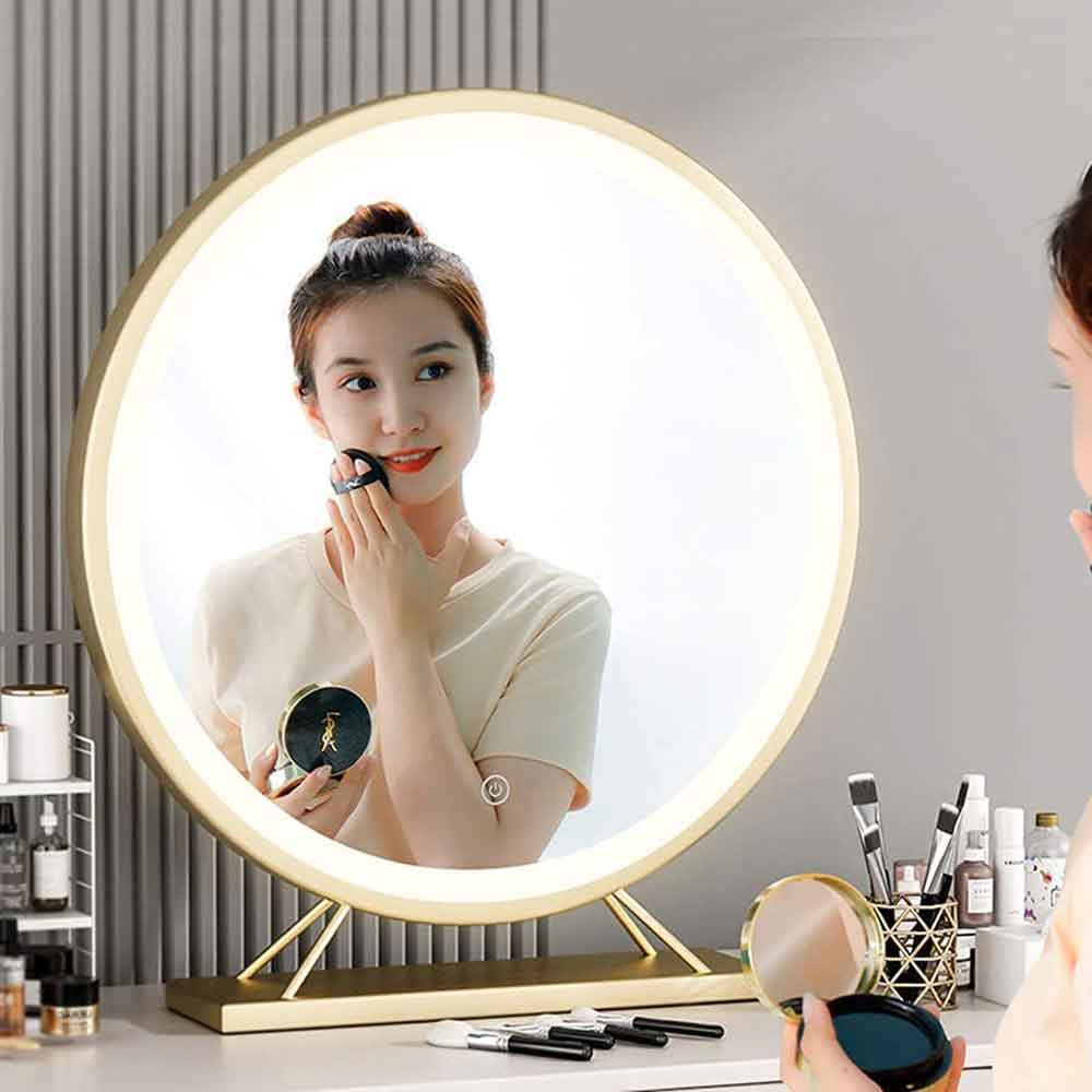 Touch Screen Table Desktop LED Light Vanity Mirror Makeup Mirror Round Mirror 40cm V324-CS-HOMIRGD403