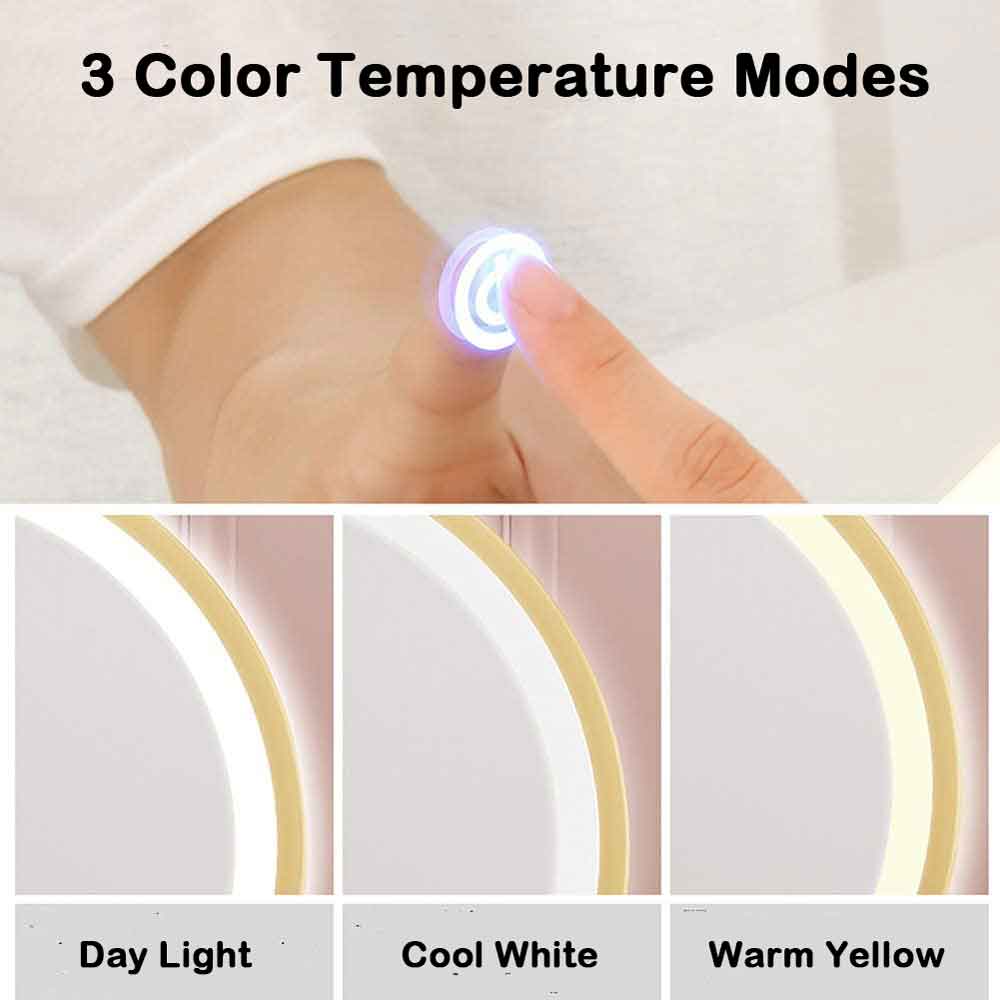 Touch Screen Table Desktop LED Light Vanity Mirror Makeup Mirror Round Mirror 40cm V324-CS-HOMIRGD403