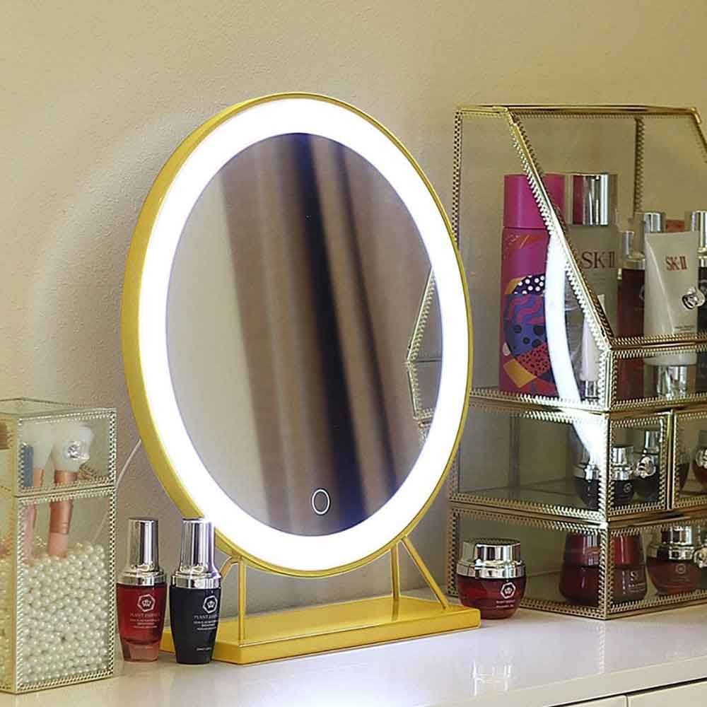 Touch Screen Table Desktop LED Light Vanity Mirror Makeup Mirror Round Mirror 40cm V324-CS-HOMIRGD403
