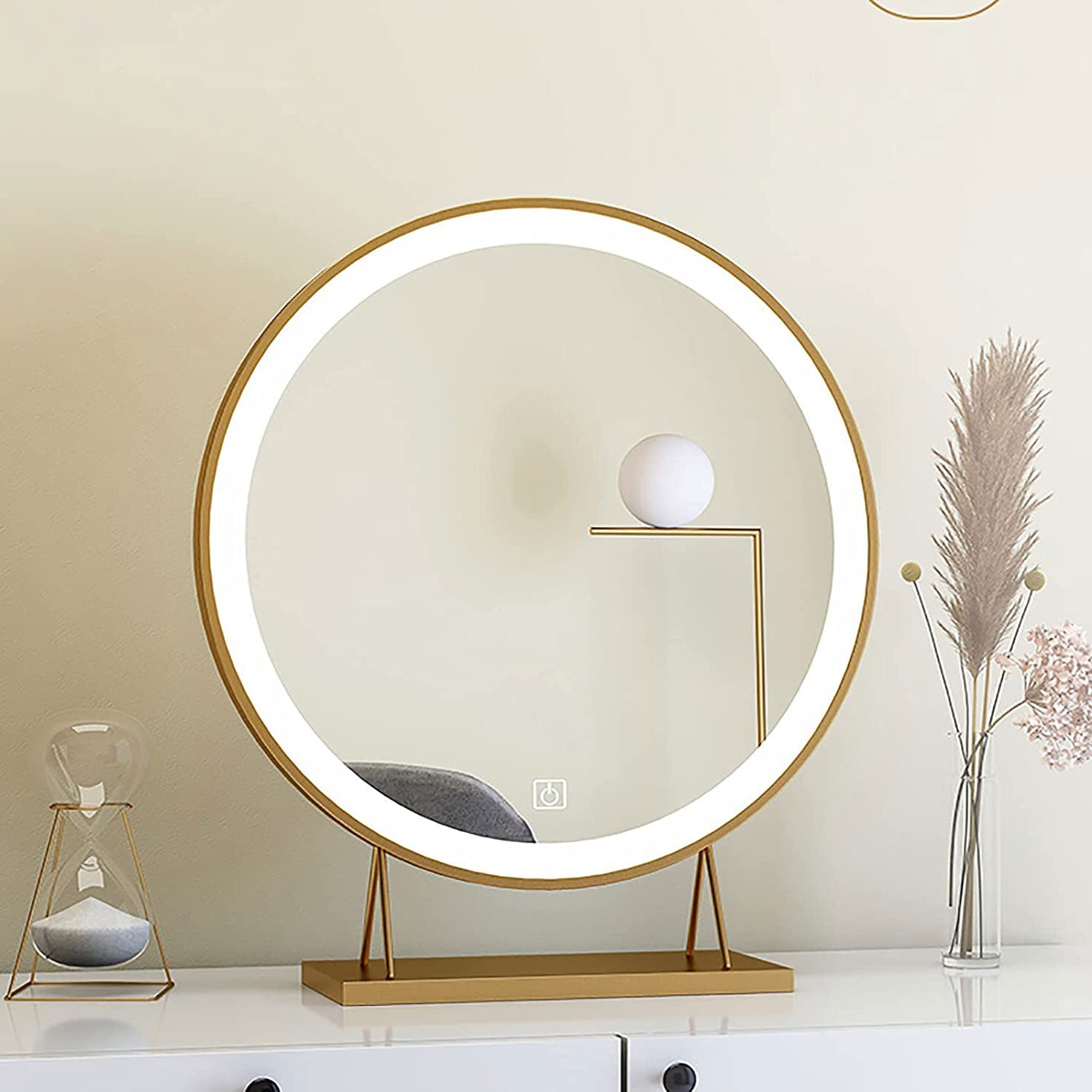 Touch Screen Table Desktop LED Light Vanity Mirror Makeup Mirror Round Mirror 40cm V324-CS-HOMIRGD403