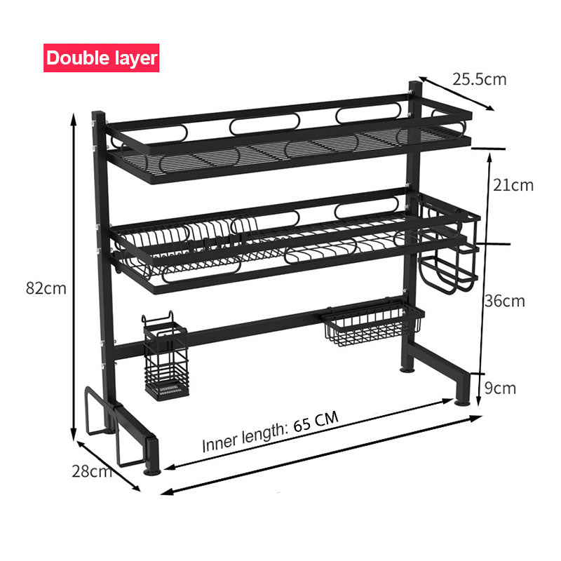 65cm 3 tier Over Single Sink Dish Drying Rack Drainer Kitchen Cutlery Holder Storage Organizer V324-CS-KITRACK65CM
