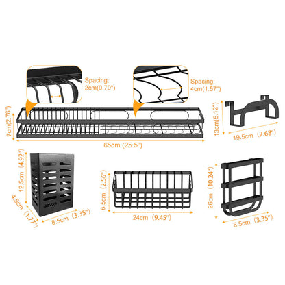 65cm 3 tier Over Single Sink Dish Drying Rack Drainer Kitchen Cutlery Holder Storage Organizer V324-CS-KITRACK65CM